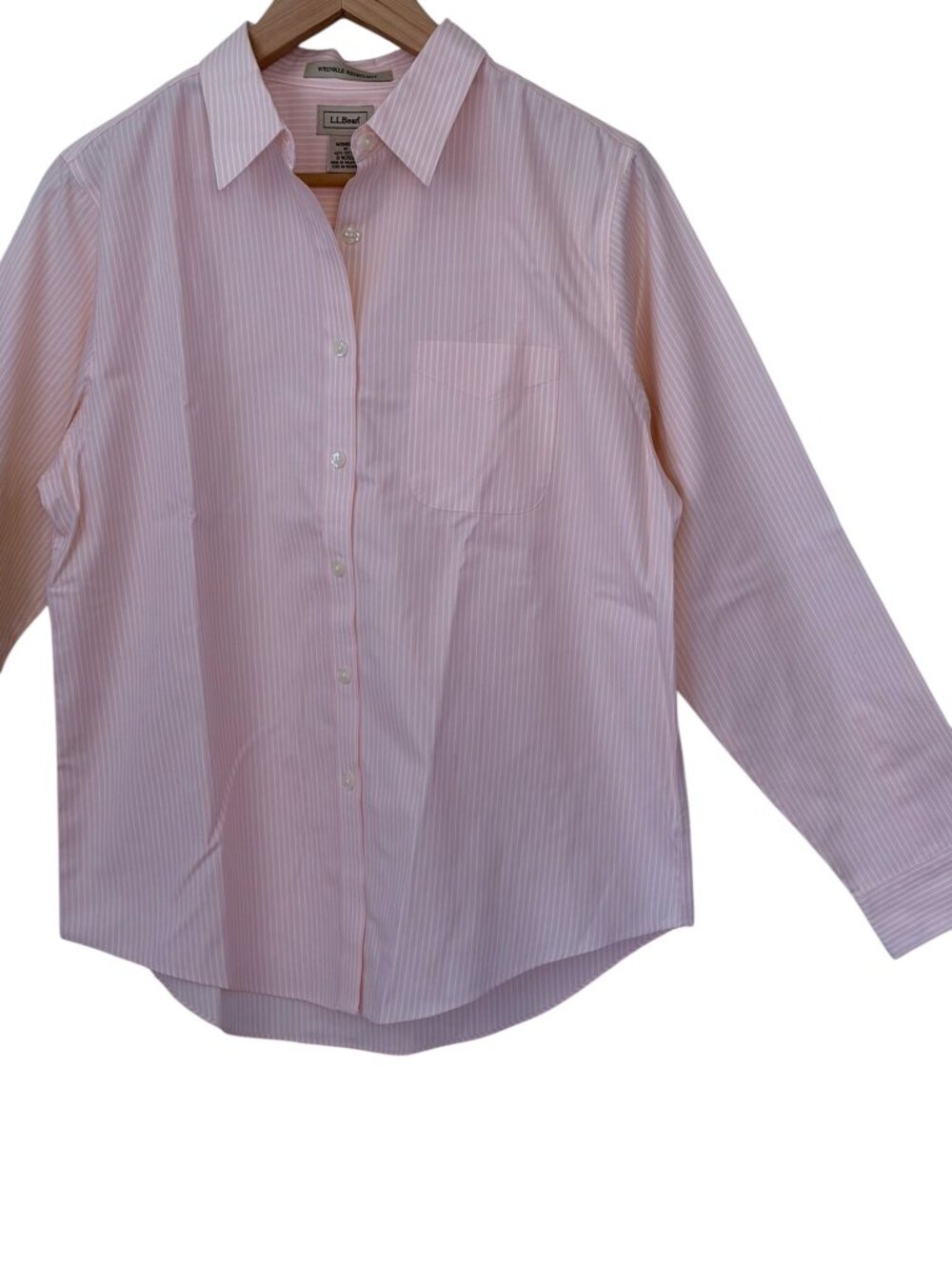 NWOT L.L.Bean 100% Cotton Wrinkle-Resistant Pinpoint Oxford Long Sleeve Pink M